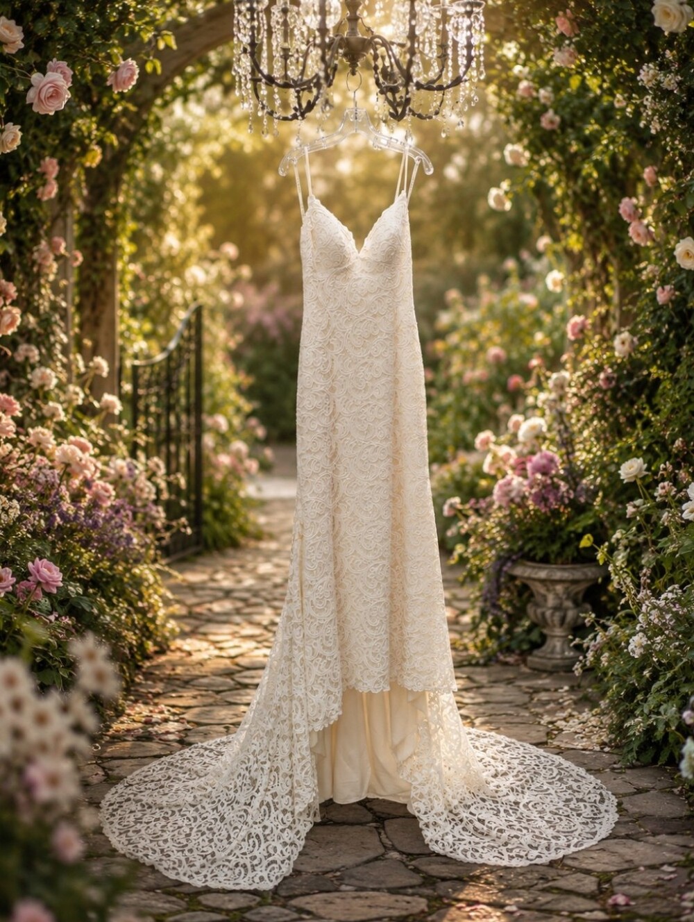 Nwot Martina Liana Ivory Lace Sweetheart Wedding Dress #794 w/ Long Train